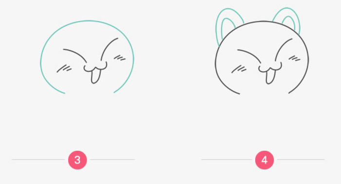 快乐小猫咪q版卡通画画法 猫咪手绘教程 猫咪简笔画儿童画