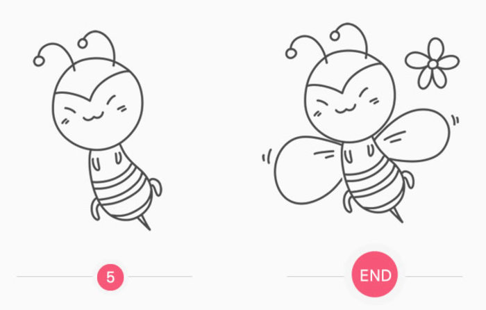 蜜蜂卡通画的画法 小蜜蜂简笔画怎么画 蜜蜂的儿童画教程画法(2)