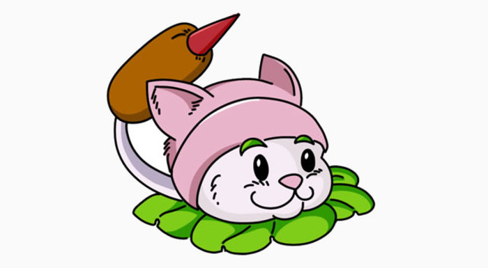 它就是猫尾香蒲,种植在睡莲上的可以攻击气球僵尸的厉害植物.