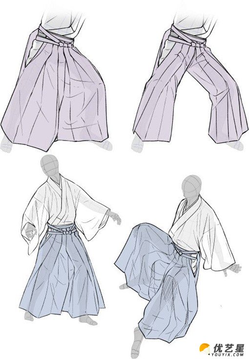日本和服怎么画 日式男式和服绘画教程 日本女式和服展示图片插画素材