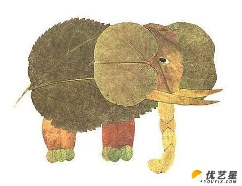 20款精美树叶粘贴画作品素材 树叶粘贴可爱小动物手工diy图片_www.youyix.com