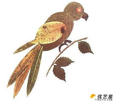 20款精美树叶粘贴画作品素材 树叶粘贴可爱小动物手工diy图片_www.youyix.com