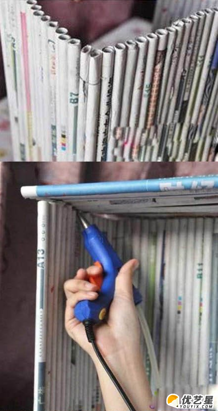 旧报纸我们能拿来做什么手工？用报纸纸张制作创意储物柜手工教程_www.youyix.com