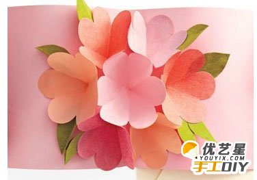 立体花朵贺卡手工diy 贺卡片中的立体花朵手工折纸教程_www.youyix.com