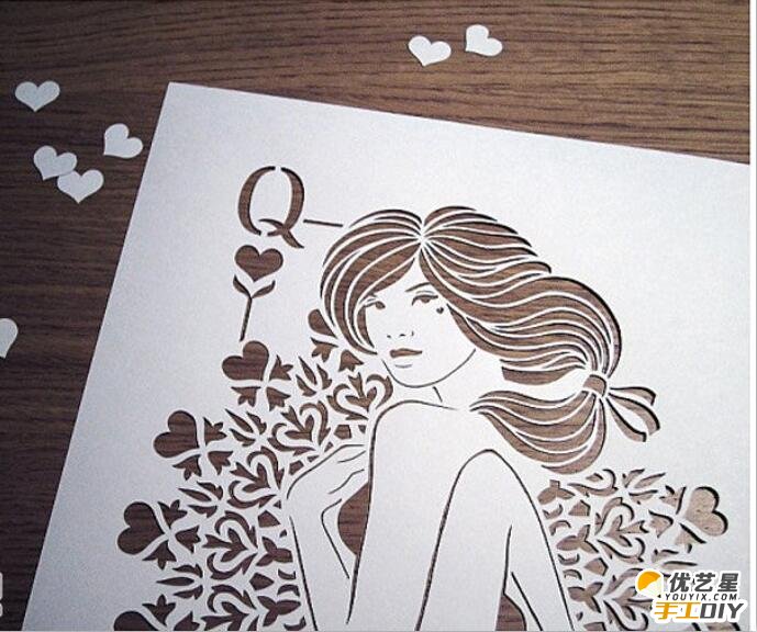 精致漂亮的剪纸艺术作品 手工剪纸制作  唯美艺术文艺美女形状的手工剪纸作品_www.youyix.com