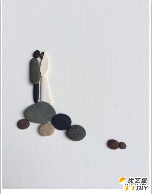 漂亮很有意境的石头跟贴画拼接在一起的作品欣赏 超级漂亮唯美的贴画手工制作_www.youyix.com