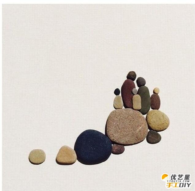 漂亮很有意境的石头跟贴画拼接在一起的作品欣赏 超级漂亮唯美的贴画手工制作_www.youyix.com