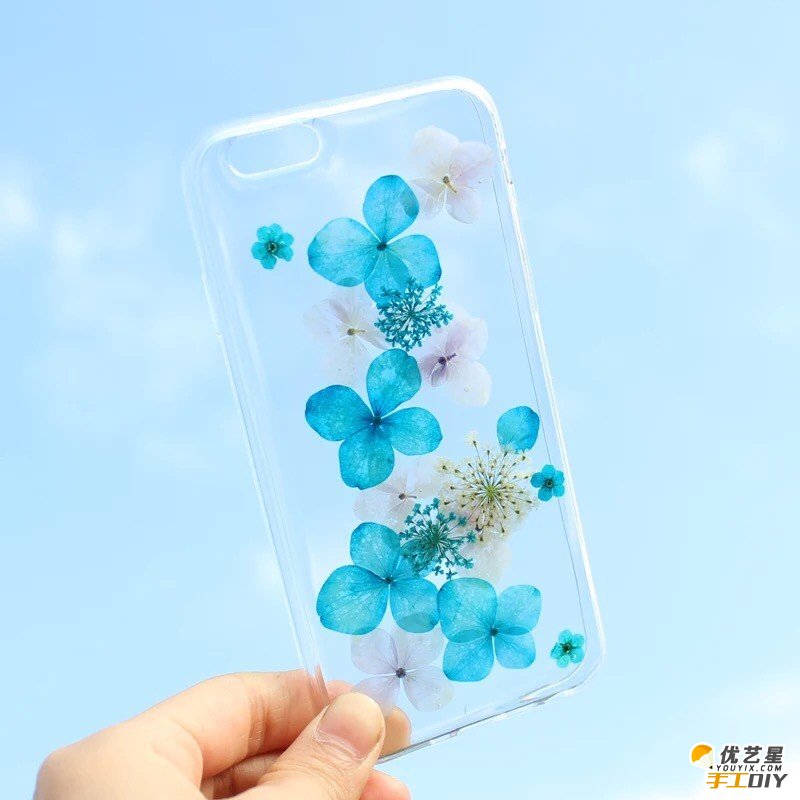 真花和手机壳结合的手工制作作品 唯美艺术文艺超级美的手工diy手机壳_www.youyix.com