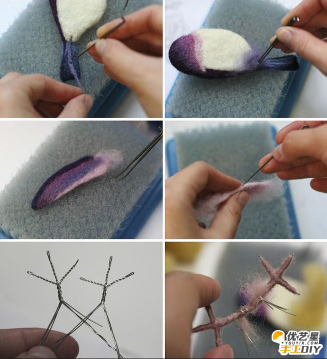 手工创意制作diy超级精致唯美又新奇独特的小鸟羊毛毡 简单制作小鸟羊毛毡教程图解_www.youyix.com