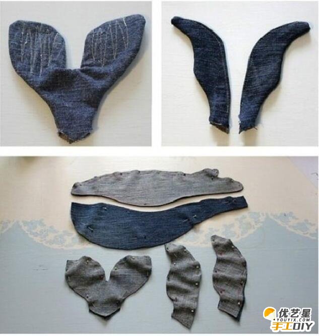 手工diy布艺制作教程 用废旧牛仔裤创意改造制作成可爱的鲸鱼布偶教程_www.youyix.com