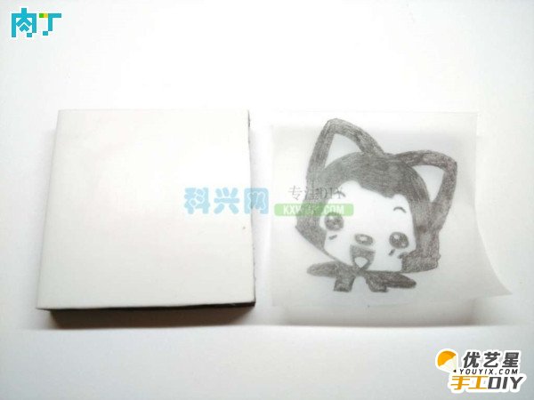 可爱的阿狸图案的手工橡皮章雕刻的制作教程 手工diy橡皮章雕刻创意制作教程_www.youyix.com