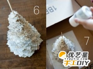 手工废纸制作圣诞树 创意逼真环保废纸制作圣诞树 手工旧物改造圣诞树教程图解_www.youyix.com