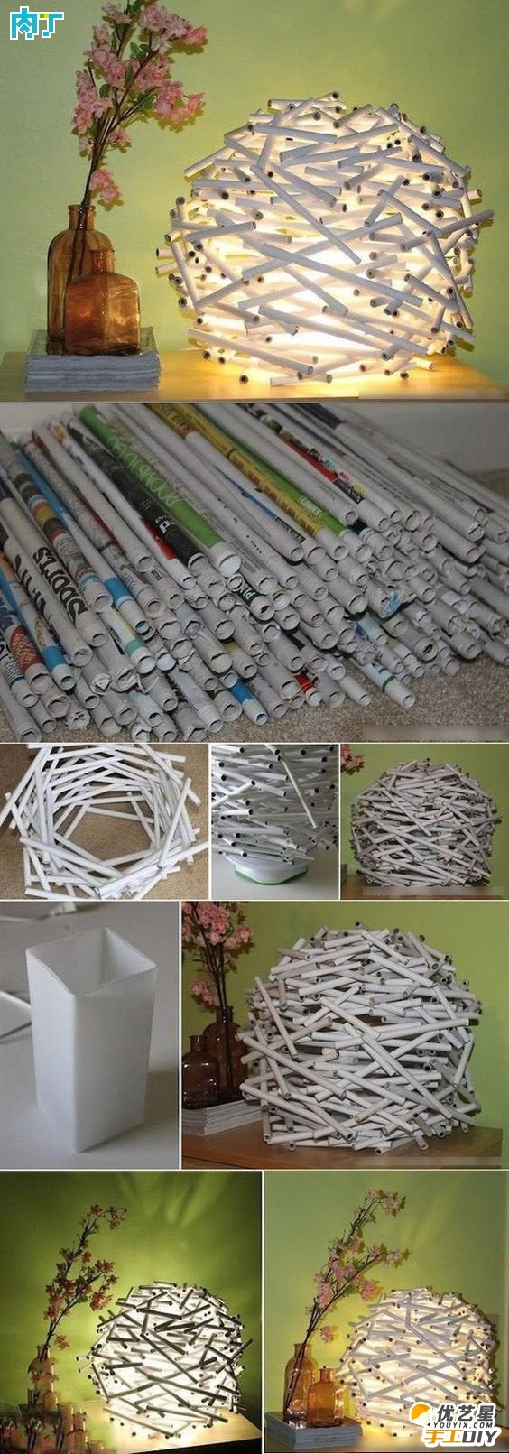 废旧报纸的创意回收改造 用废旧报纸手工创意制作成各种精美漂亮的手艺品_www.youyix.com