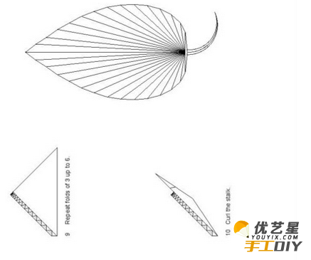 手工DIY树叶的折纸方法 精美新颖又独特简约的纸叶子 简单地折纸制作步骤过程_www.youyix.com