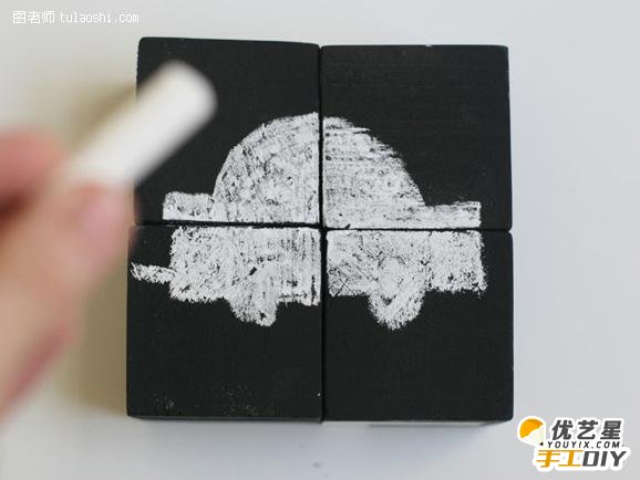 小木块diy创意制作黑板块拼图 创意diy制作的拼图 如何简单的制作黑板块拼图_www.youyix.com