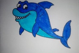 厉害的大鲨鱼可爱儿童画画法 海洋动物鲨鱼的简笔画手绘绘画教程