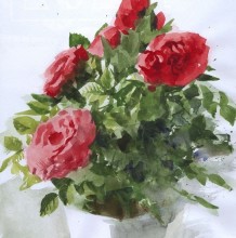 高手水彩玫瑰花怎么画 带盆栽的玫瑰花 好看的玫瑰花教程素材