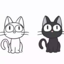 简单可爱的小黑猫怎么画 黑猫简笔画 黑色小猫儿童画卡通画画法