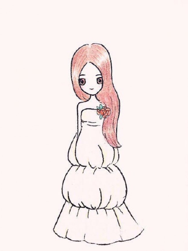 超简单的女生婚纱简笔画没学过也可以画