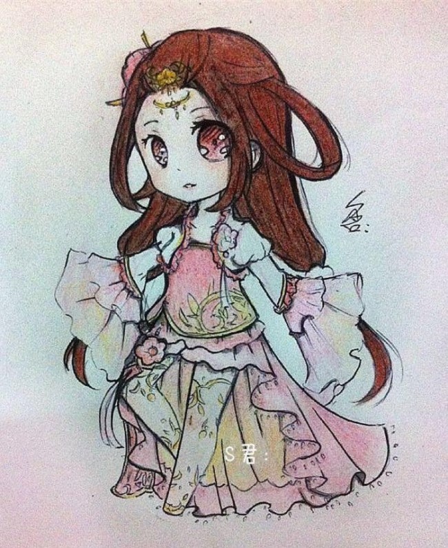 129张精美Q版小女生卡通画手绘作品手稿带上色 清纯可爱小萝莉插画图片合集_www.youyix.com