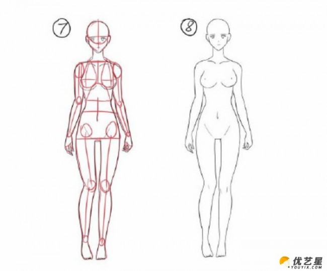 从起笔演示女性人体绘画步骤女性人体身体比例结构图包含头部特写 图片 4p 才艺君