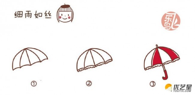 雨伞简笔画图片 雨伞简笔画步骤彩色教程 雨靴雨鞋胶鞋简笔画怎么画_www.youyix.com