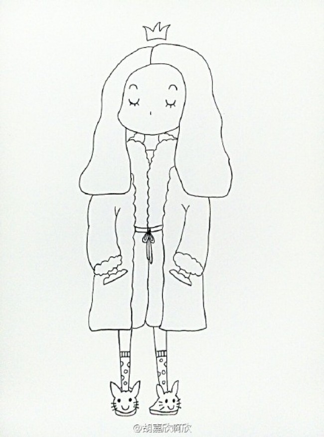 可爱时尚的现代女王大人简笔画教程 带上色步骤 时尚女王怎么画 画法
