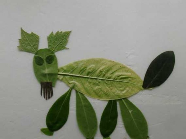 优秀儿童树叶手工拼贴画各种动物10张 幼儿园作业 树叶拼贴画_www.youyix.com