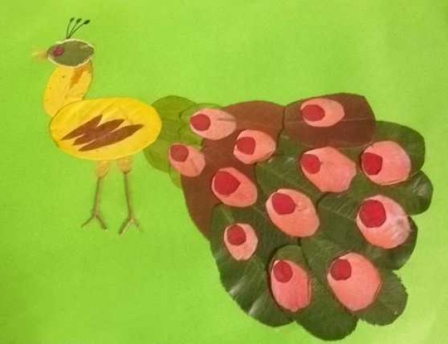 优秀儿童树叶手工拼贴画各种动物10张 幼儿园作业 树叶拼贴画_www.youyix.com