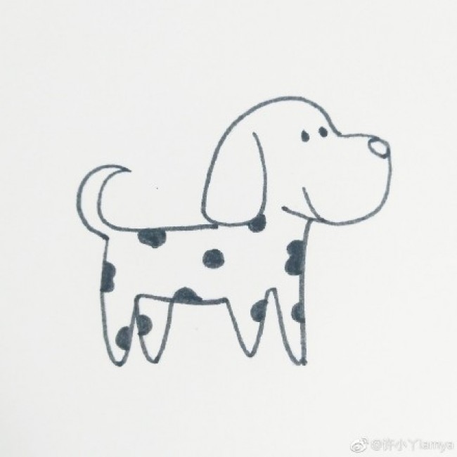 超简单的斑点狗简笔画教程 简单的Q版小狗狗画法 小狗怎么画_www.youyix.com