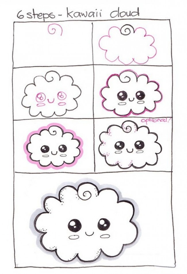 可爱的云朵怎么画 云雨闪电的简笔画教程图片 下雨的云的画法