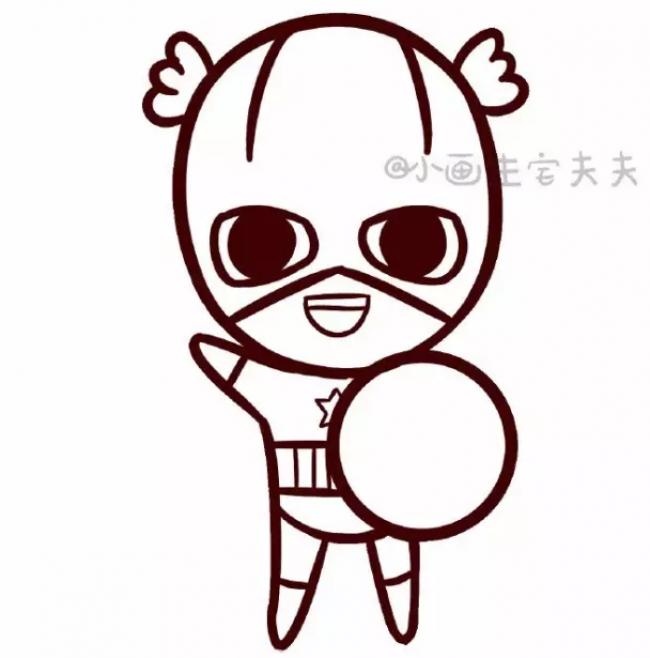 美国队长简笔画画法 卡通简笔画机器人 只需要简单的几步就可以实现_www.youyix.com