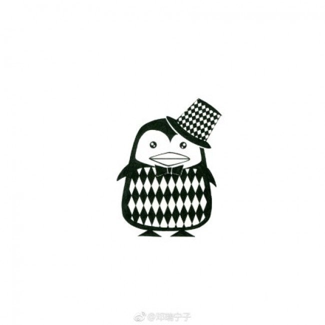 小企鹅的卡通画画法 企鹅简笔画教程 企鹅怎么画 企鹅儿童画手绘_www.youyix.com