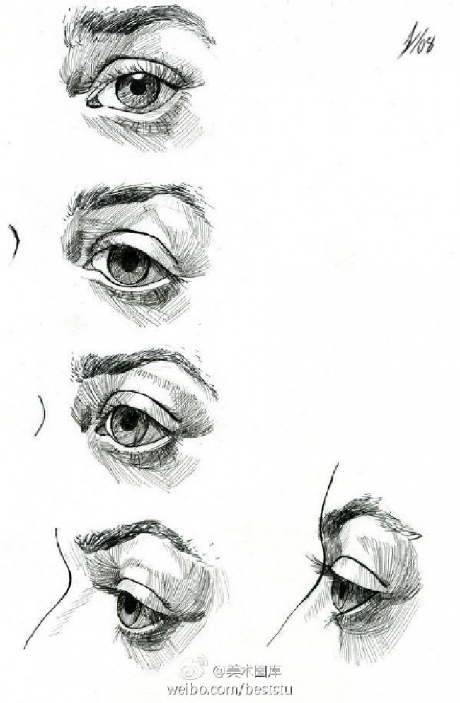 素描眼睛的画法 眼睛的素描结构展示图片多款 眼睛的素描教程步骤_www.youyix.com