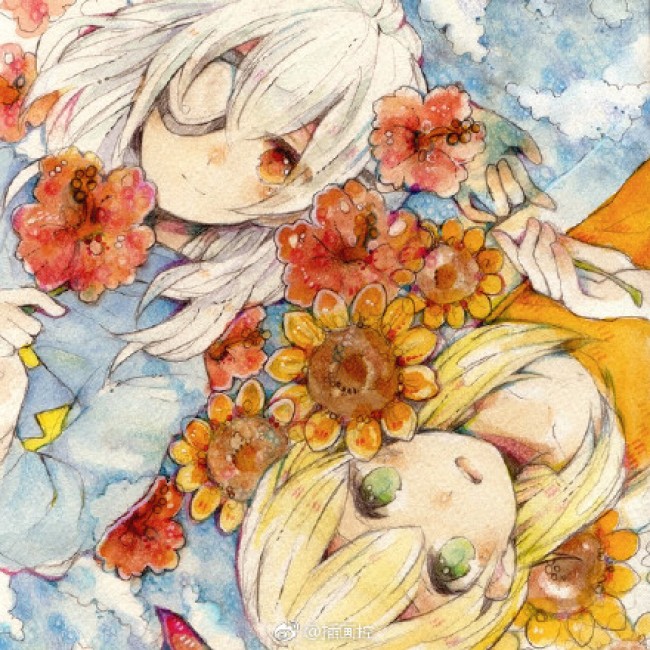 一组好看的日系水溶性彩铅笔画的漫画插画人物作品图片欣赏_www.youyix.com