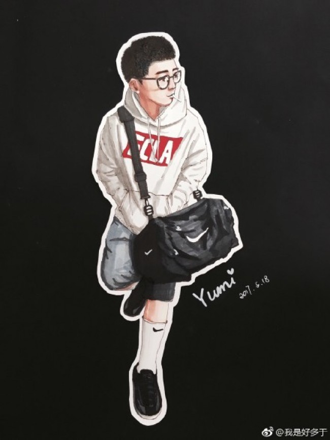 挎包时尚男青年插画图片 马克笔潮男人物插画手绘教程 带上色步骤_www.youyix.com