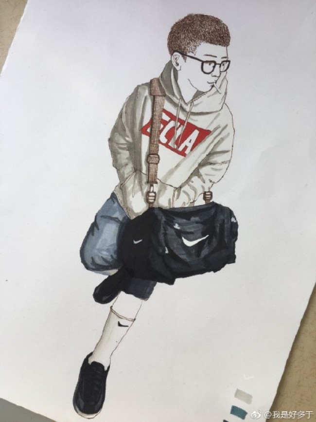 挎包时尚男青年插画图片 马克笔潮男人物插画手绘教程 带上色步骤_www.youyix.com