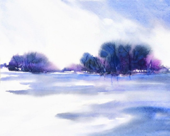 很简单但是很美的晕染效果风景水彩画图片作品欣赏_www.youyix.com