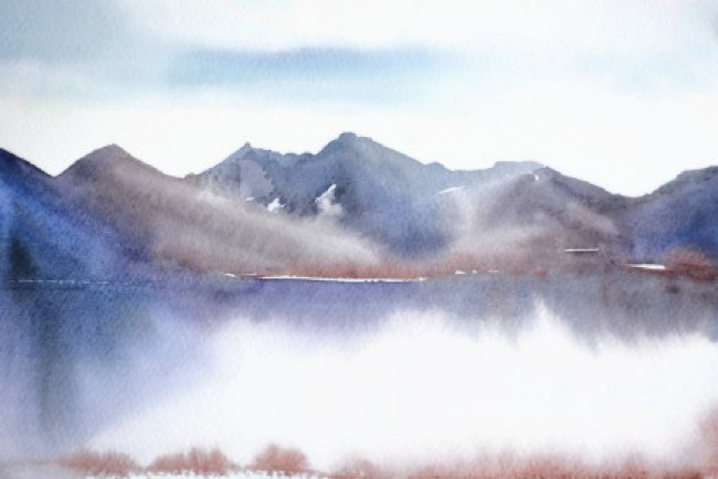 很简单但是很美的晕染效果风景水彩画图片作品欣赏_www.youyix.com