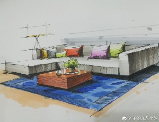 马克笔室内设计手绘画法笔触的运用教程演示图片_www.youyix.com