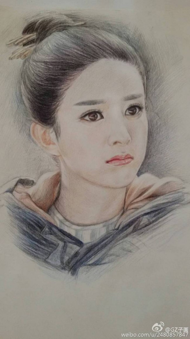 明星赵丽颖彩铅手绘专辑 赵丽颖彩铅图片 赵丽颖彩铅怎么画 赵丽颖彩铅画法_www.youyix.com