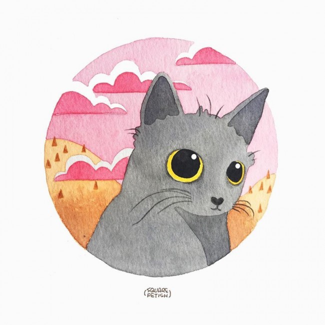 非常可爱的水彩猫咪手绘插画图片 头像壁纸都不错哦_www.youyix.com