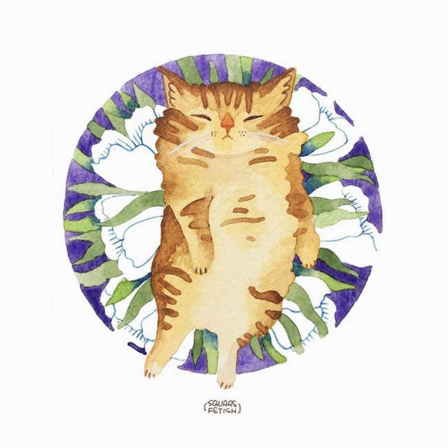 非常可爱的水彩猫咪手绘插画图片 头像壁纸都不错哦_www.youyix.com
