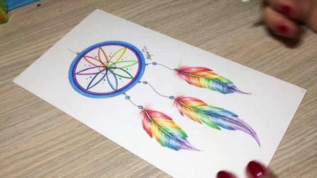 【视频】简单好看的捕梦网彩铅画手绘视频教程 教你画好看的捕梦网