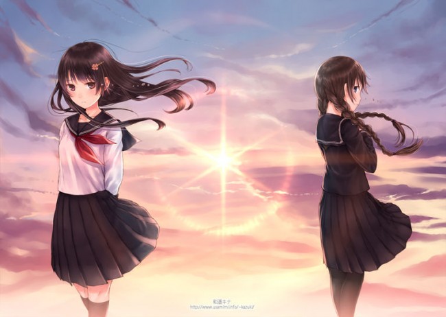 唯美可爱的女生百合向爱恋插画图片 清纯甜美的女同清新动漫插画作品_www.youyix.com