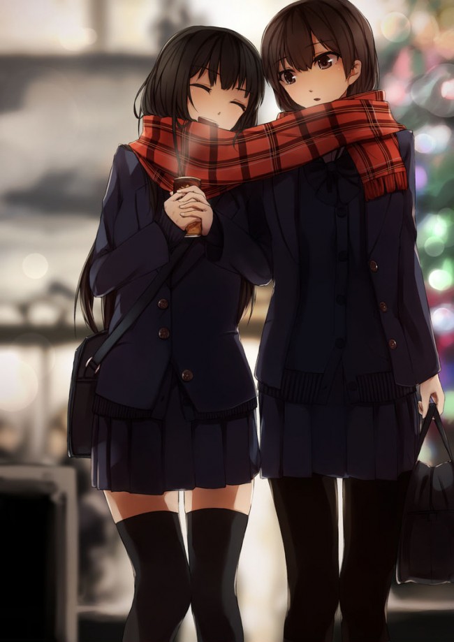 唯美可爱的女生百合向爱恋插画图片 清纯甜美的女同清新动漫插画作品_www.youyix.com