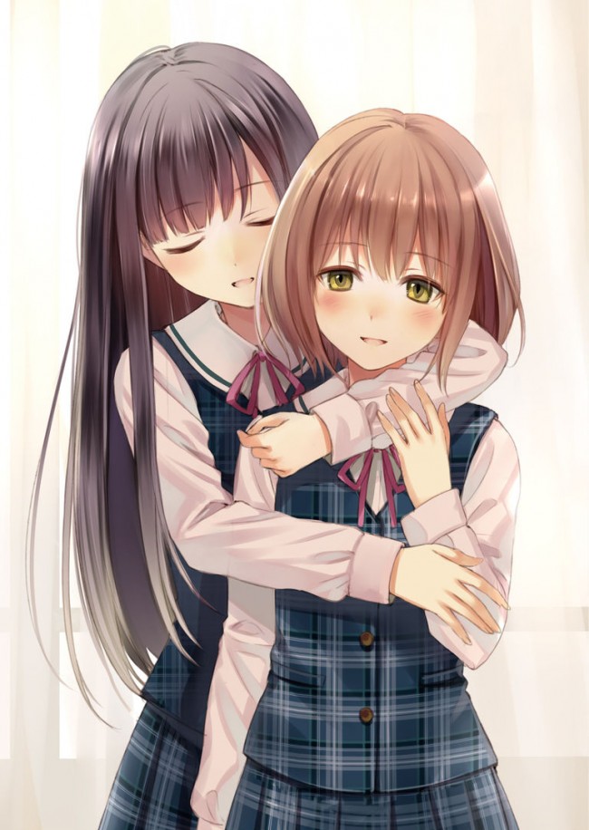 唯美可爱的女生百合向爱恋插画图片 清纯甜美的女同清新动漫插画作品_www.youyix.com