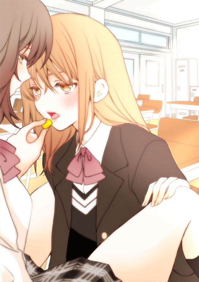 唯美可爱的女生百合向爱恋插画图片 清纯甜美的女同清新动漫插画作品_www.youyix.com