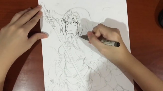 【视频】马克笔动漫女战士人物亚瑟王插画手绘视频教程图片 教你画动漫人物拿着剑的女战士_www.youyix.com