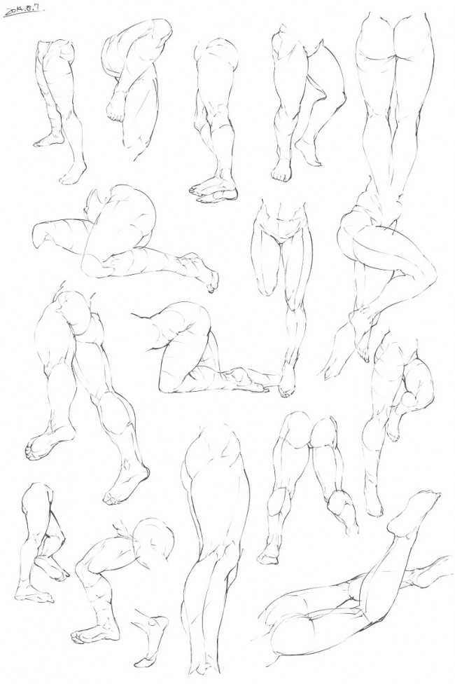 常见动漫插画人物的骨骼与动态素材线稿分析图参考图_www.youyix.com